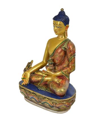 Uzdravující Buddha,  řučně vyřezávaný, zlacený, pryskyřice, 23cm