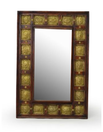 Zrcadlo v rámu zdobené kováním, palisandr, 60x90x4cm