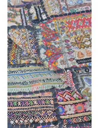 Přehoz na postel z Rajastanu, patchwork, zrcátka, ruční práce, 198x128cm