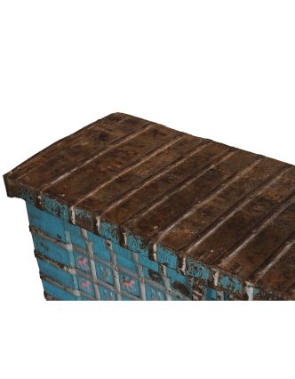 Truhla z teakového dřeva, železné kování, 138x48x95cm
