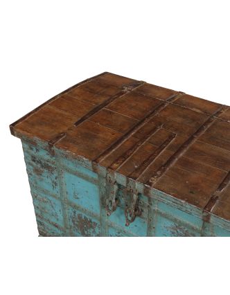 Truhla z teakového dřeva, železné kování, 122x72x80cm
