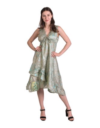 Dlouhé šaty bez rukávu z recyklovaných sárí, každý kus originál