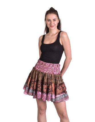 Multibarevná krátka sukně/top s volány, sárí, bobbin, každý kus originál
