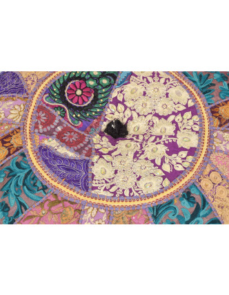Taburet z Rajastanu, patchwork, kulatý, 50x50x35cm