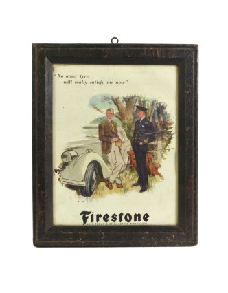 Antik obraz v dřevěném rámu Firestone, 21x25cm