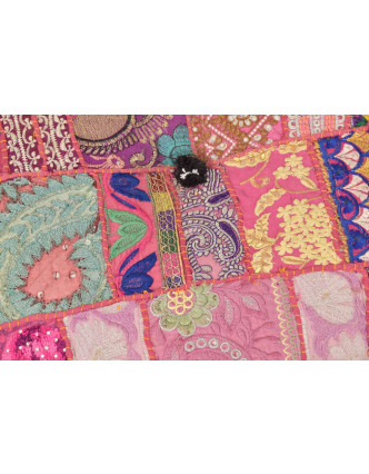 Taburet, Rajasthan, patchwork, Ari bohatá výšivka, 55x55x40cm