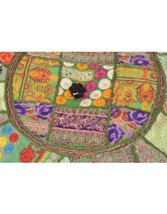 Taburet, Rajasthan, patchwork, Ari bohatá výšivka, 55x55x30cm