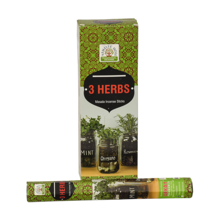 Vonné tyčinky, Namaste India, 3 Herbs, 20ks, 22 cm (Orkay) hexa