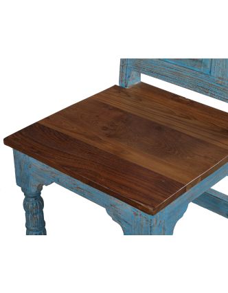 Jídelní stůl + 6 židlí z teakového dřeva, tyrkysová patina