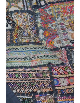 Přehoz na postel z Rajastanu, patchwork, zrcátka, ruční práce, 198x128cm