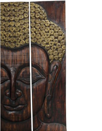 Dřevěný panel Buddha, 3 díly, pínie, 150x5x200cm