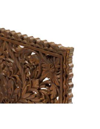 Ručně vyřezaná mandala z mangového dřeva, 90x3x90cm