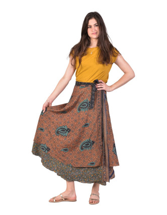 Zavinovací oboustranná sukně z recyklovaných sárí, každý kus originál