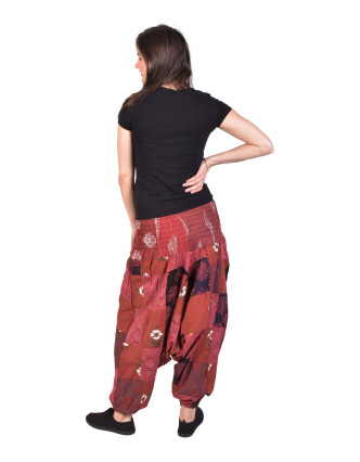 Unisex turecké kalhoty, barevný patchwork design, bobbin