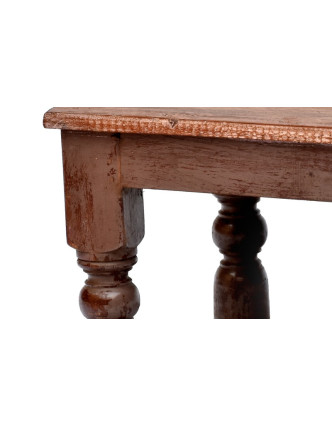 Stolek z antik teakového dřeva, šedorůžová patina, 65x51x64cm
