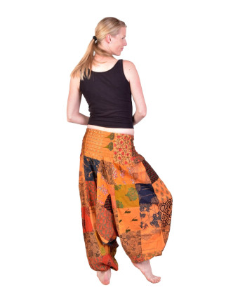 Unisex turecké kalhoty, barevný patchwork design, bobbin