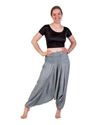 Turecké volné kalhoty/overal/halenka 3 v 1, šedé s růžovým potiskem