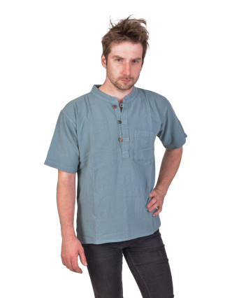 Pánská košile-kurta s krátkým rukávem a kapsičkou, světle modrá