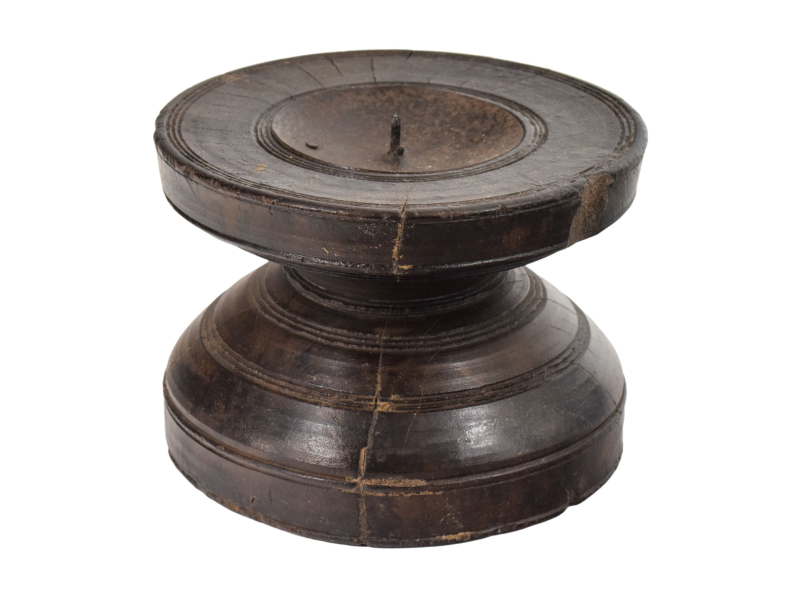 Dřevěný svícen ze starého teakového sloupu, 30x30x21cm