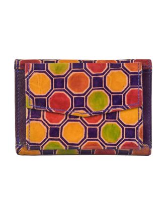 Peněženka barevné plástve, malovaná kůže, fialová, 12,5x19cm