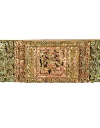 Starý portál z teakového dřeva, Ganéš, ruční řezby, 122x6x15cm