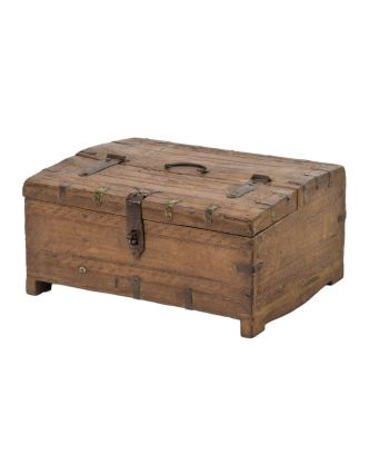 Starožitná dřevěná truhlička z teakového dřeva, 29x24x14cm