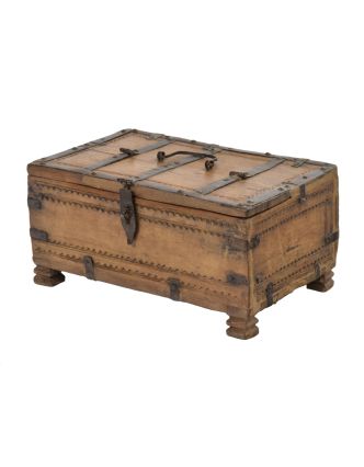 Starožitná dřevěná truhlička z teakového dřeva, 34x22x16cm