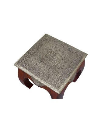 Konferenční stolek z palisandrového dřeva zdobený kováním, 38x38x38cm