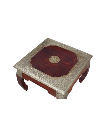 Konferenční stolek z palisandrového dřeva zdobený kováním, 54x54x39cm