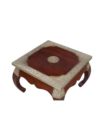 Konferenční stolek z palisandrového dřeva zdobený kováním, 61x61x45cm