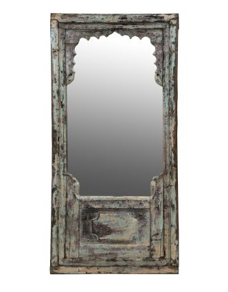 Zrcadlo ve starém rámu z teakového dřeva, ručně vyřezávaném, 89x9x160cm