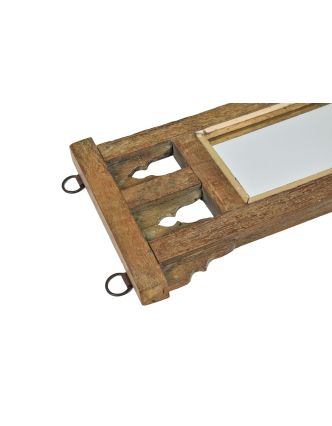Stará okenice se zrcadlem z teakového dřeva, 16x4x83cm