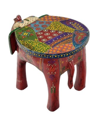 Stolička ve tvaru slona ručně malovaná, 30x20x20cm