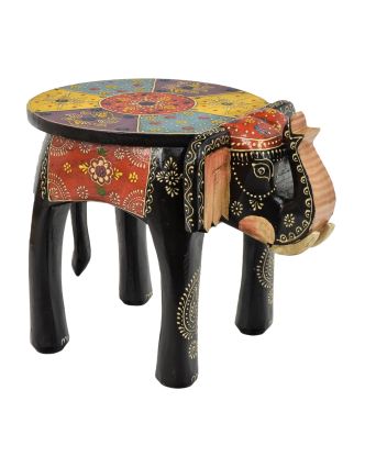 Stolička ve tvaru slona ručně malovaná, 39x28x30cm