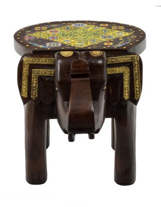 Stolička ve tvaru slona zdobená keramickými dlaždicemi, 50x34x36cm