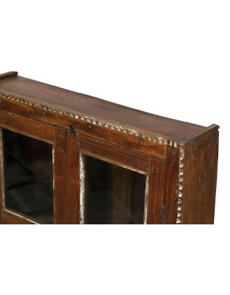 Prosklená skříňka z teakového dřeva, 76x18x124cm