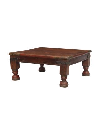 Starý čajový stolek z teakového dřeva, 62x62x27cm