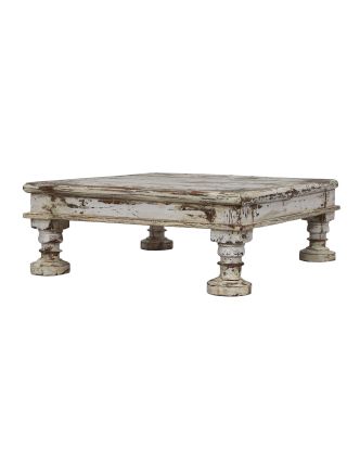 Starý čajový stolek z teakového dřeva, 57x57x21cm