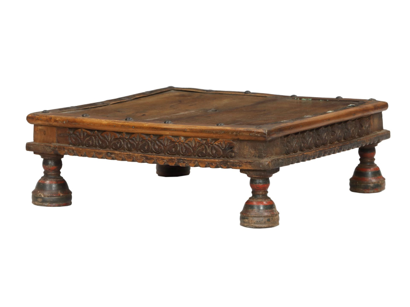 Starožitný čajový stolek z teakového dřeva, 40x40x15cm