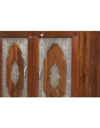 Barový pult z mangového dřeva, rozkládací, mosazné kování, 89x52x102cm