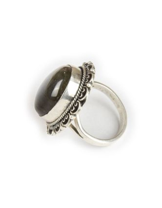 Stříbrný prsten vykládaný labradoritem, AG 925/1000, 8g, Nepál