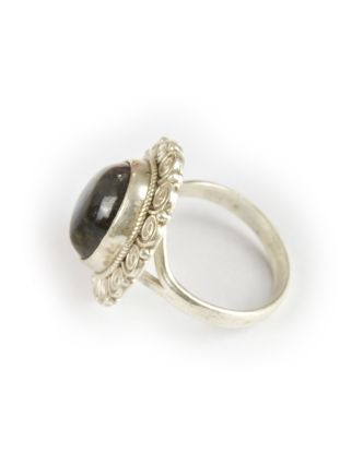 Stříbrný prsten vykládaný labradoritem, AG 925/1000, 8,7g, Nepál