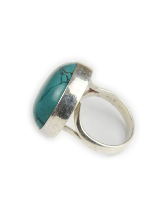 Stříbrný prsten vykládaný tyrkenitem, AG 925/1000, 10g, Nepál