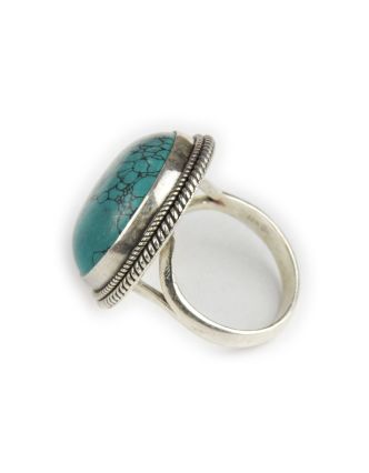 Stříbrný prsten vykládaný tyrkenitem, AG 925/1000, 13g, Nepál