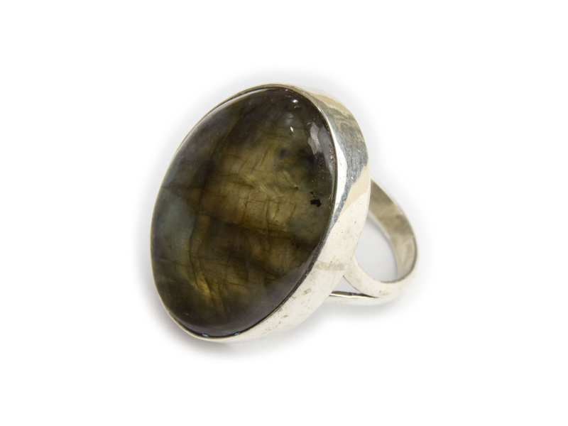 Stříbrný prsten vykládaný labradoritem, AG 925/1000, 13,7g, Nepál