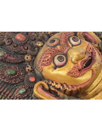 Dřevěná maska, Bhairab, antik, ručně malovaná, 42x12x44cm