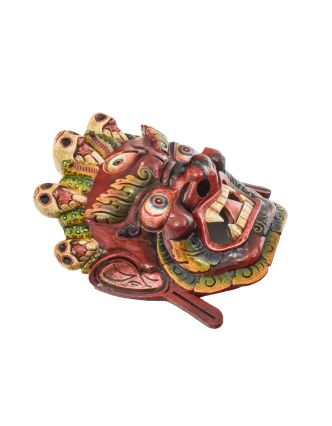 Dřevěná maska, Bhairab, ručně malovaná 29x33cm, 29x14x33cm