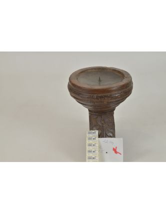 Dřevěný svícen ze staré hlavice sloupu, 19x18x22cm