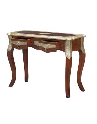 Odkládací stolek z palisandrového dřeva, mosazné kování, 101x41x75cm