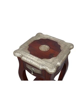 Květinový stolek, mosazné kování, palisandr, 40x40x71cm